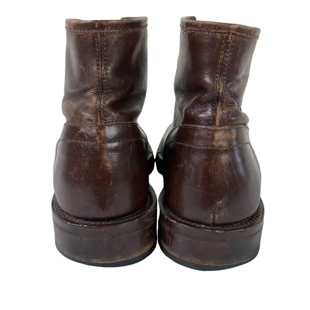 Men's Brown Leather Lace-Up Boots military workwear